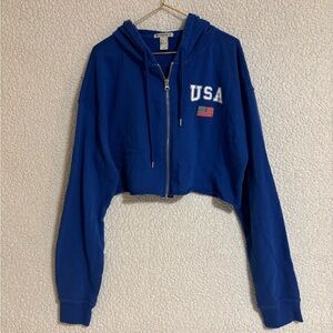 USA Cropped Zip Up